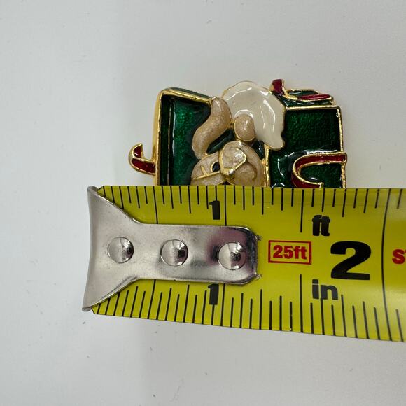 Vintage Enamel Puppy in Gift Box Christmas Brooch Gold Tone Holiday Pin - Picture 3 of 3